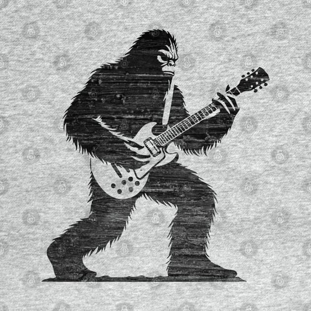 Sasquatch Bigfoot Rock On Guitar Legend Believer Retro Grunge Distress by Lunatic Bear